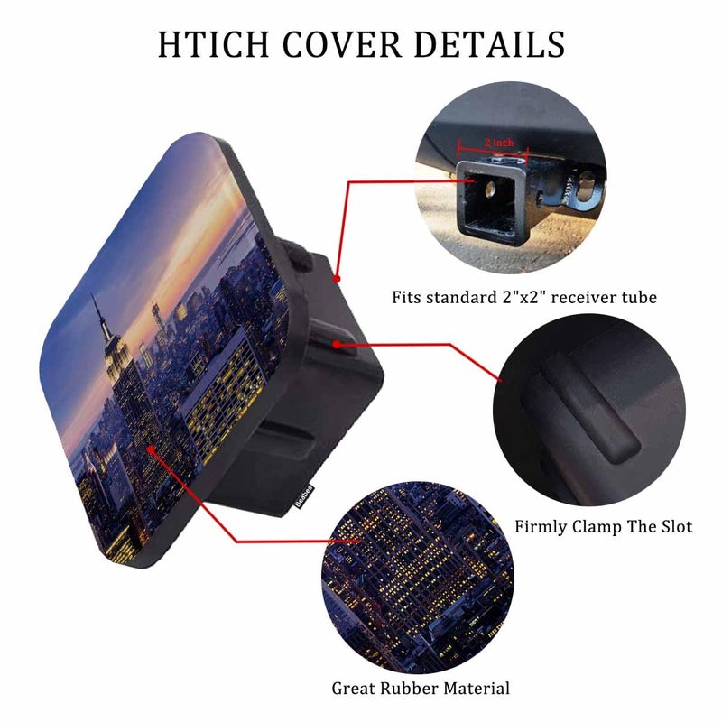 Beabes Tow Hitch Covers New York City  New York Urban Skyscraper Sunset Auto 2 Inch Trailer Hitch Cover Plug Cap Insert Receiver Tube Hitch Covers for Most Cars Trucks SUVs - Image 3