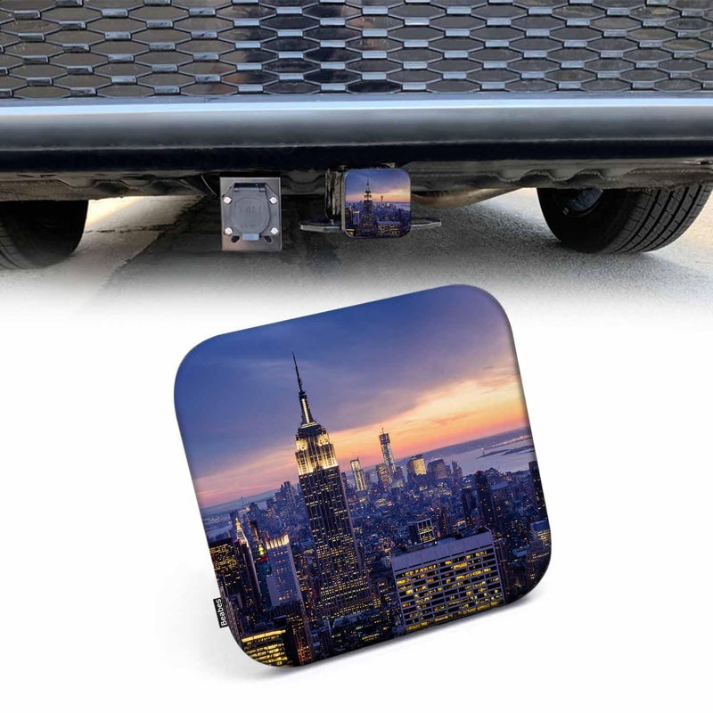 Beabes Tow Hitch Covers New York City  New York Urban Skyscraper Sunset Auto 2 Inch Trailer Hitch Cover Plug Cap Insert Receiver Tube Hitch Covers for Most Cars Trucks SUVs - Image 1