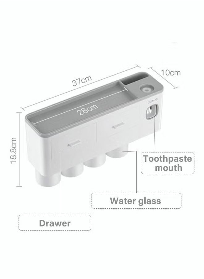 Wall-Mounted Toothbrush Holder, 4-Cup Multifunctional Organizer with Drawer for Bathroom, Space-Saving Toothbrush and Toothpaste Holder, White & Grey - pzsku/ZF77B053150CCB841F34EZ/45/_/1719831805/531235ab-fd73-4fd6-9721-41ebf78933f9