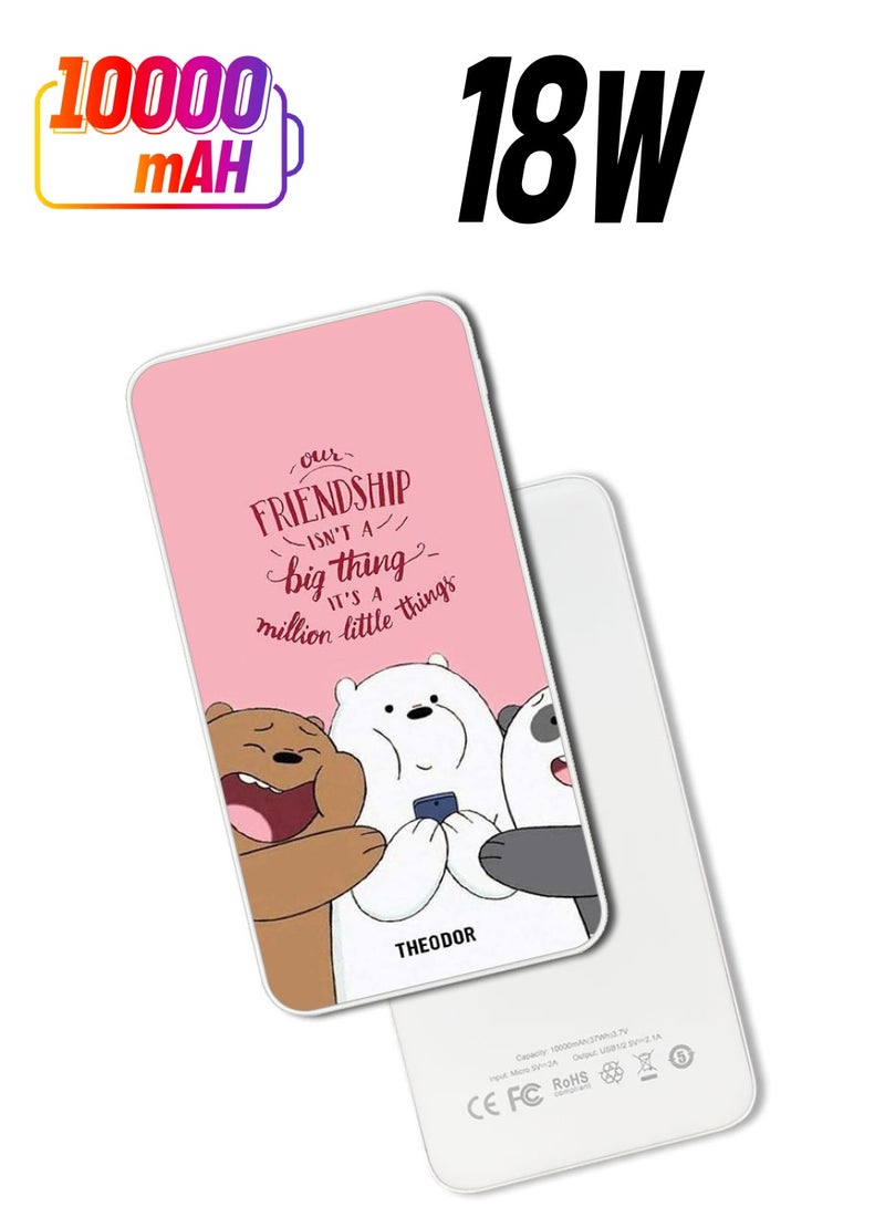 Theodor 10,000 mAh Super Fast Charging Ultra Compact Power Bank with Quick Charge & Power Delivery, Portable Charger For iPhone and Android Friendship - Image 1