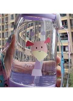 Thoraya Water Cup Large Capacity Summer Kindergarten Antler Shape Plastic Cup with Straw for Children Deer Pattern  - Image 4