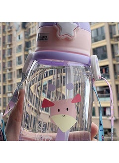 Thoraya Water Cup Large Capacity Summer Kindergarten Antler Shape Plastic Cup with Straw for Children Deer Pattern  - Image 3