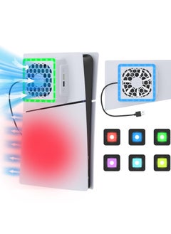 KASTWAVE Slim Cooling Fan for PS5: Enhanced Cooling System with PS5 Slim Cover, RGB LED Lights, 3-Level Fan Speeds, and 2 USB Charging Hubs for PS5 Slim Digital and Disc Consoles  - Image 1