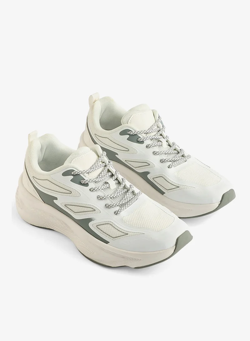 REDTAG Men White Textured Trainers