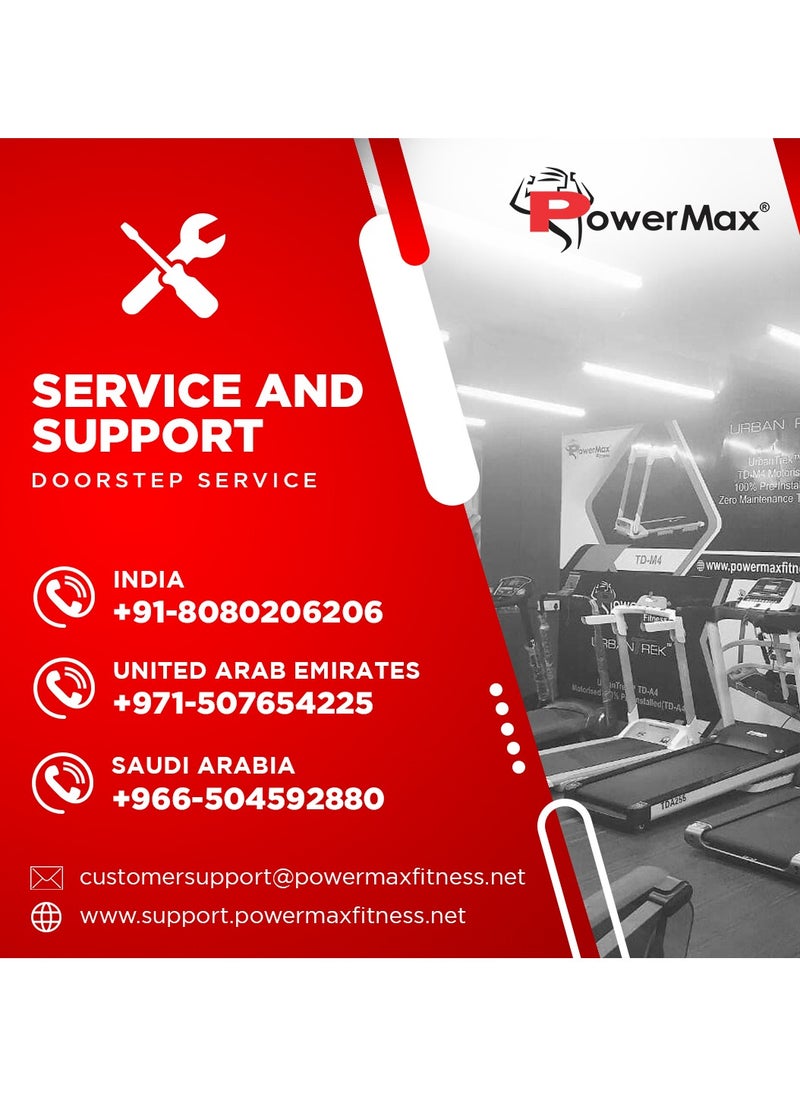 PowerMax Fitness - PowerMax Fitness TD-M1 (4HP Peak) Pre-installed Motorized Foldable Treadmill for Home Use | Manual-Incline Treadmill | Semi-Auto Lubrication | Multifunction Console LCD Display, BT, Speaker, MP3, AUX - Image 1