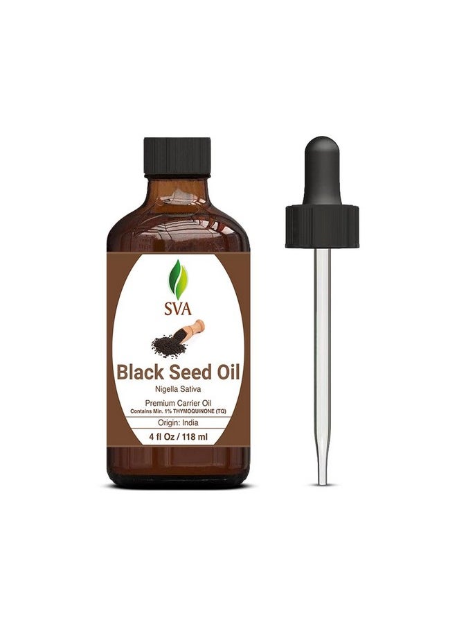 SVA Organics - Sva Black Cumin Seed Oil 4 Oz (118 Ml) Premium Carrier Nigella Sativa Kalonji Oil With Dropper For Hair Care Hair Oiling Scalp Massage & Skin Care - Image 1