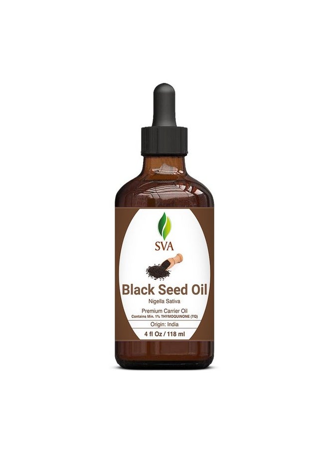 SVA Organics - Sva Black Cumin Seed Oil 4 Oz (118 Ml) Premium Carrier Nigella Sativa Kalonji Oil With Dropper For Hair Care Hair Oiling Scalp Massage & Skin Care - Image 1