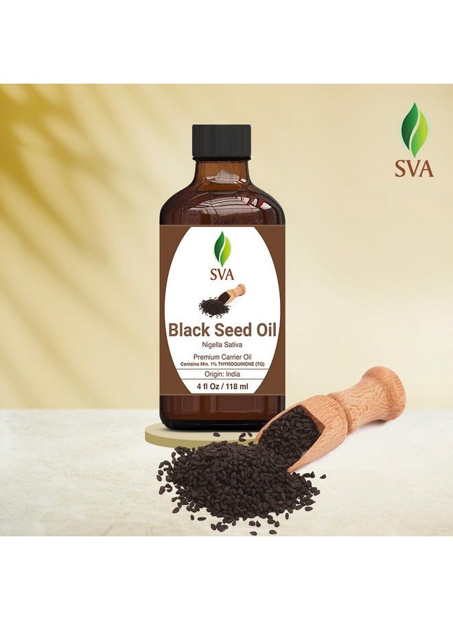 SVA Organics - Sva Black Cumin Seed Oil 4 Oz (118 Ml) Premium Carrier Nigella Sativa Kalonji Oil With Dropper For Hair Care Hair Oiling Scalp Massage & Skin Care - Image 1