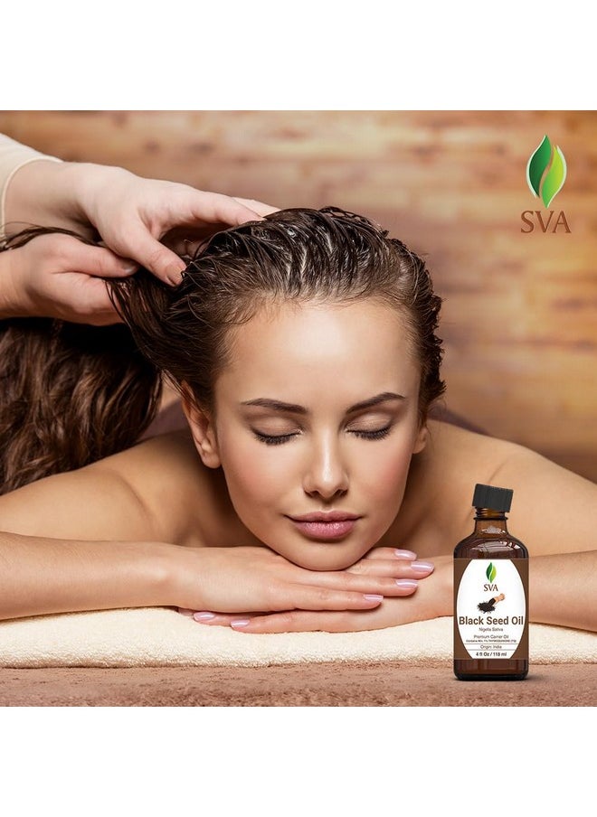 SVA Organics - Sva Black Cumin Seed Oil 4 Oz (118 Ml) Premium Carrier Nigella Sativa Kalonji Oil With Dropper For Hair Care Hair Oiling Scalp Massage & Skin Care - Image 1