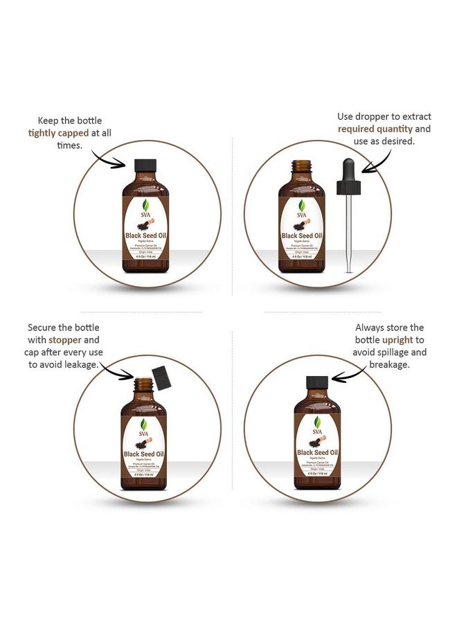 SVA Organics - Sva Black Cumin Seed Oil 4 Oz (118 Ml) Premium Carrier Nigella Sativa Kalonji Oil With Dropper For Hair Care Hair Oiling Scalp Massage & Skin Care - Image 1