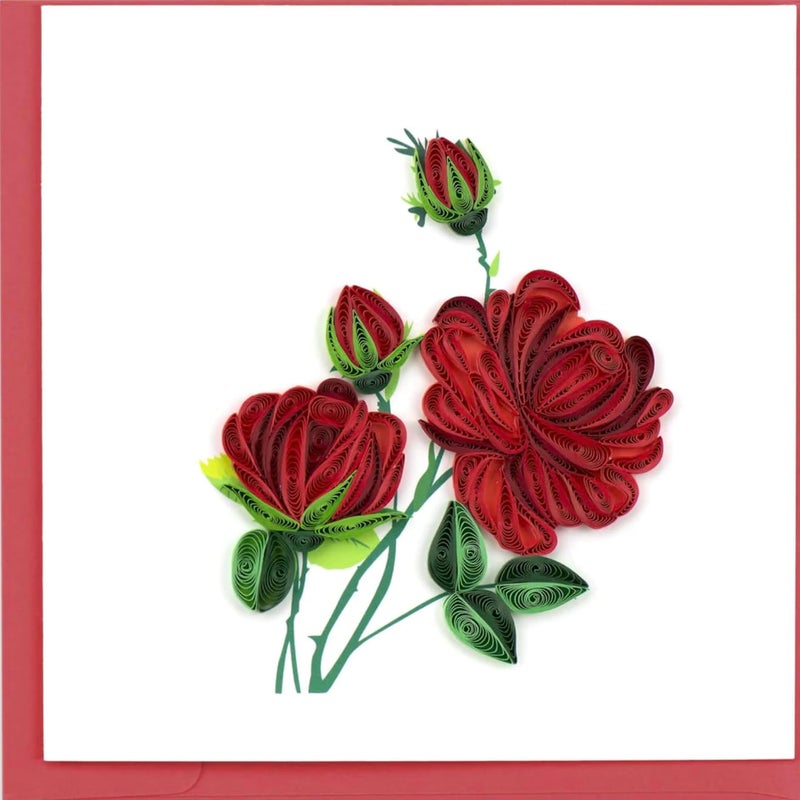 Quilling Card 3-D Greeting Card - Red Roses (Blank Inside) - Image 3