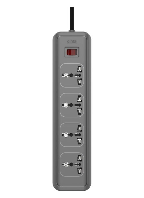 CINTA CE 3257 GIO Power Strip 41 with Four International SocketSwitchLED Indicator 2 MTR Power Extension Cord