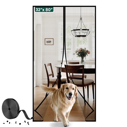 HADOR Magnetic Screen Door Mesh with Super Strong Magnets Fit Door Size 32" X 80", Mesh Size 34" X 81" Heavy Duty Door Net Screen for Front, Back, Single Doors - Image 1