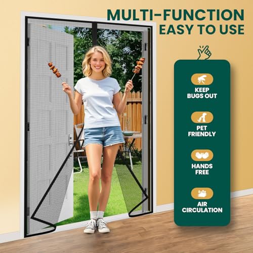HADOR Magnetic Screen Door Mesh with Super Strong Magnets Fit Door Size 32" X 80", Mesh Size 34" X 81" Heavy Duty Door Net Screen for Front, Back, Single Doors - Image 5