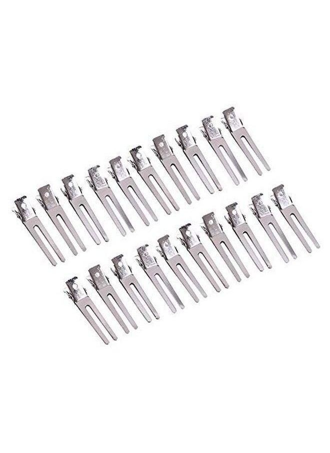yantaisiyu 50Pcs Double Prong Hair Clips Pin Curl Clips 1.75 Inches Silver Section Hair Clips Metal Alligator Hair Pins Clips Styling Clips For Salon Hair Extensions  - Image 2