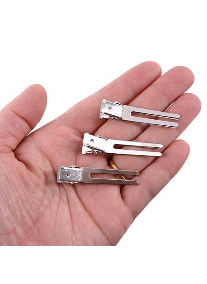 yantaisiyu 50Pcs Double Prong Hair Clips Pin Curl Clips 1.75 Inches Silver Section Hair Clips Metal Alligator Hair Pins Clips Styling Clips For Salon Hair Extensions  - Image 4