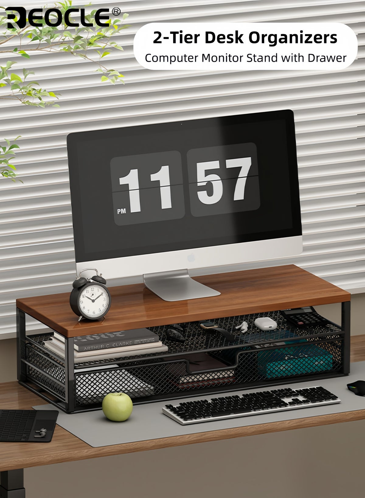ريوكلير Reocleae Monitor Stand Riser With Storage Drawer