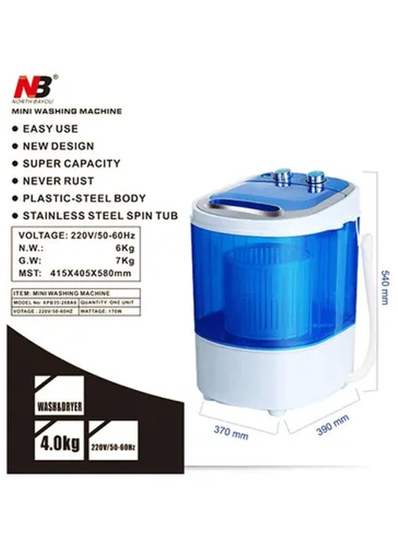 Rabos Mini Washing Machine 4 kg 170 W XPB35-268A8 Blue/White - Image 2
