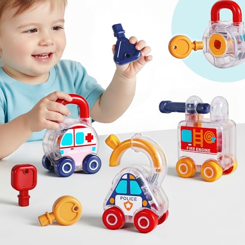 iPlay, iLearn iPlay iLearn Toddler Lock Key Toy Montessori Learning Sorting Matching Toy Baby Fine Motor Development Infant Activity Push Car Educational Birthday Gift 12 18 Month 1 2 3 Year Old Kid Boy Girl - Image 1