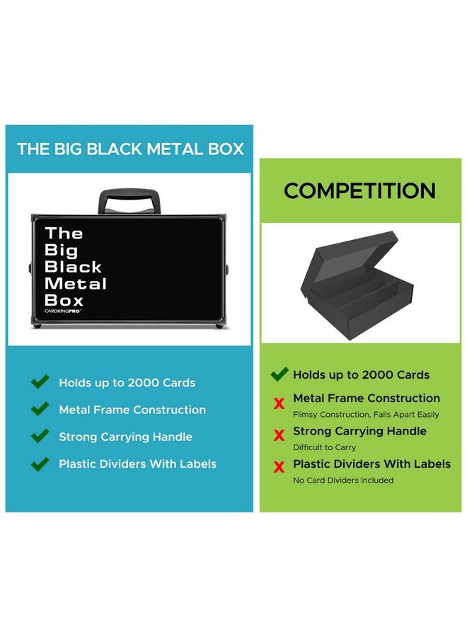 CARDKINGPRO The Big Black Metal Box (BBB Edition) | Case Is Compatible with Cards Against Humanity, All Standard Card Games (Game Not Included) | Includes 8 Dividers | Fits up to 2500 Loose Unsleeved Cards, Boks  - Image 4