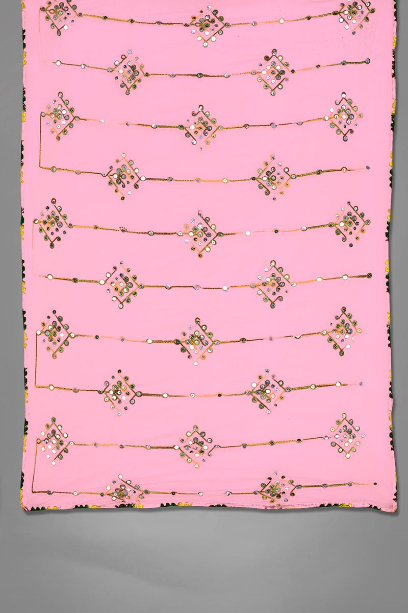 KEMZA Women's Embroidered Mirror Work Chiffon Dupatta (Light Pink_Free size) - Image 5