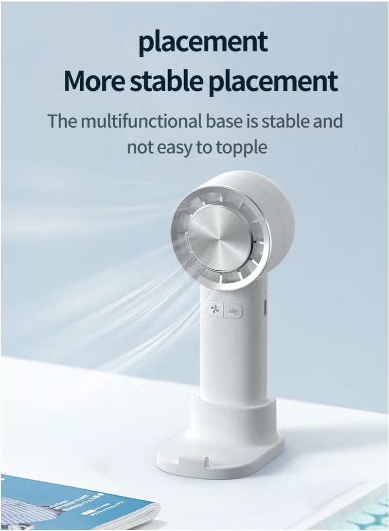أشباه الموصلات الجليد مروحة صغيرة محمولة ، مروحة صغيرة محمولة ، 3 سرعات ضاغط بارد مروحة صغيرة مع قاعدة ، USB-C الشحن السريع ، مكتب المنزل في الهواء الطلق ، أبيض - Image 3