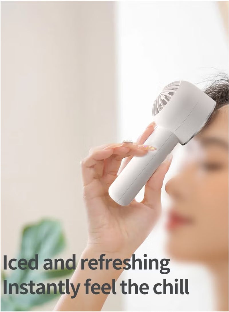 أشباه الموصلات الجليد مروحة صغيرة محمولة ، مروحة صغيرة محمولة ، 3 سرعات ضاغط بارد مروحة صغيرة مع قاعدة ، USB-C الشحن السريع ، مكتب المنزل في الهواء الطلق ، أبيض - Image 4