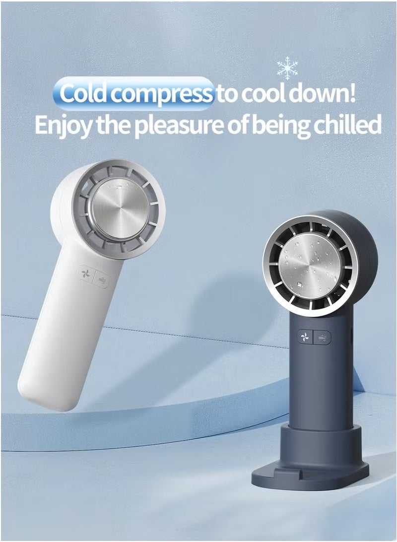 أشباه الموصلات الجليد مروحة صغيرة محمولة ، مروحة صغيرة محمولة ، 3 سرعات ضاغط بارد مروحة صغيرة مع قاعدة ، USB-C الشحن السريع ، مكتب المنزل في الهواء الطلق ، أبيض - Image 2