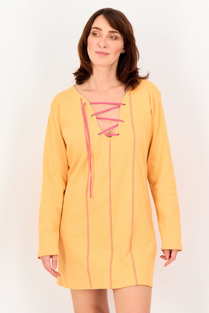 PUBLIC DESIRE Women Textured Mini Dress, Orange - Image 1