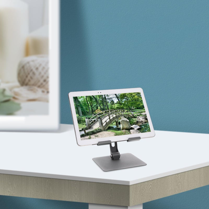 Foldable Metal Tablet Stand Adjustable Nonskid Holder For Phone And Tablet Gray - Image 4