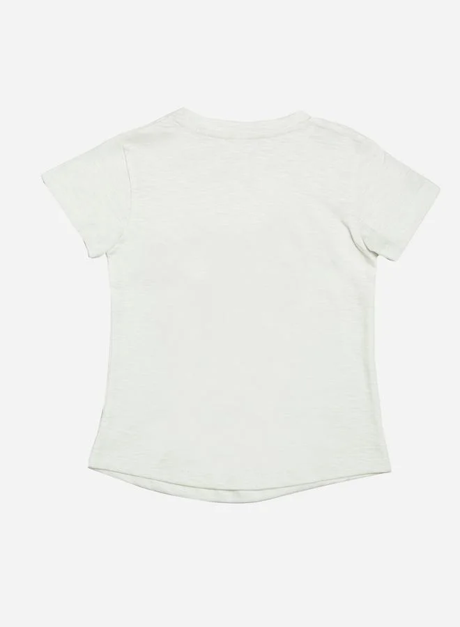 تايك تو Unisex Off White Brave Printed Round Neck Tshirt By Door74