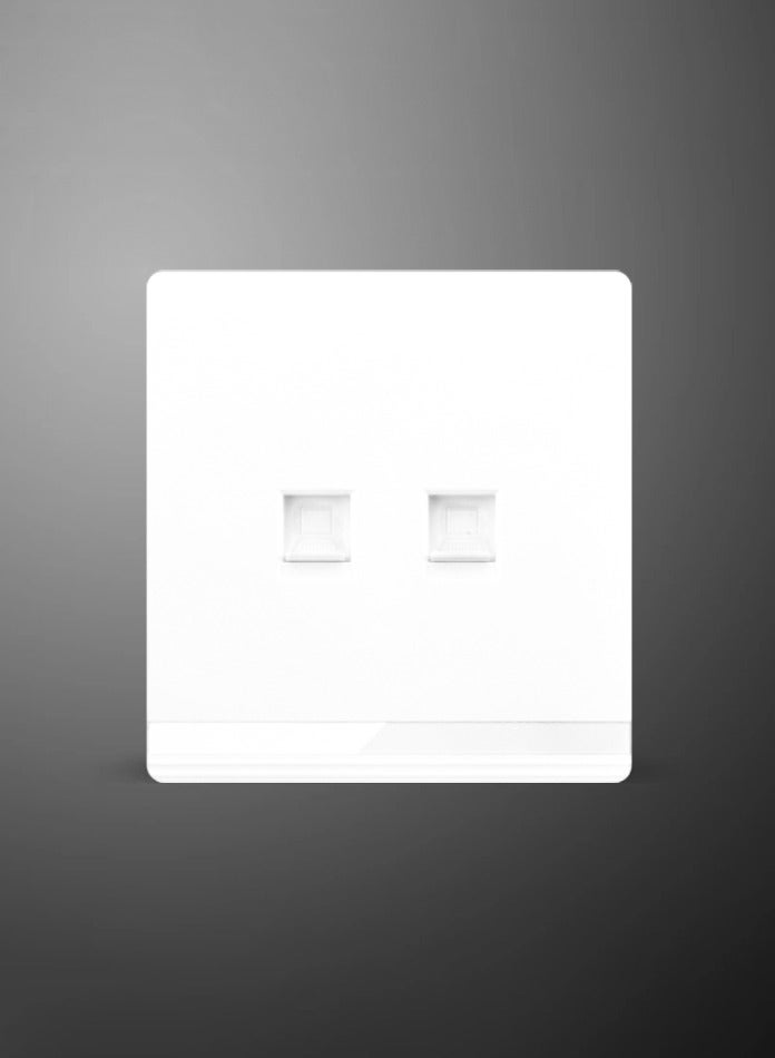 Vmax Telephone+Computer socket, 2 Gang, Double Data Socket with Shutter, White/Ivory Finish - Image 3