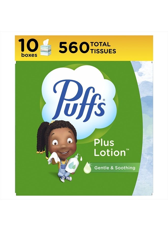 Puffs Plus Lotion Facial Tissues, 10 Cubes, 56 Tissues Per Box  - Image 1