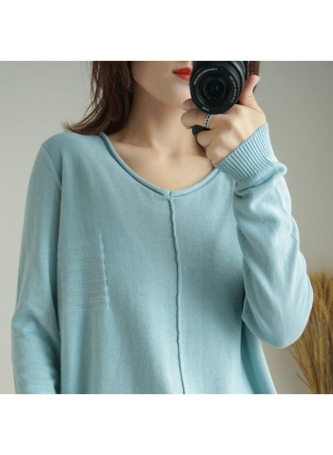XINYANG Solid Color Knitted Base Layer Women's 2025 Spring Long Sleeve Loose Slimming Pullover Sweater - Image 4