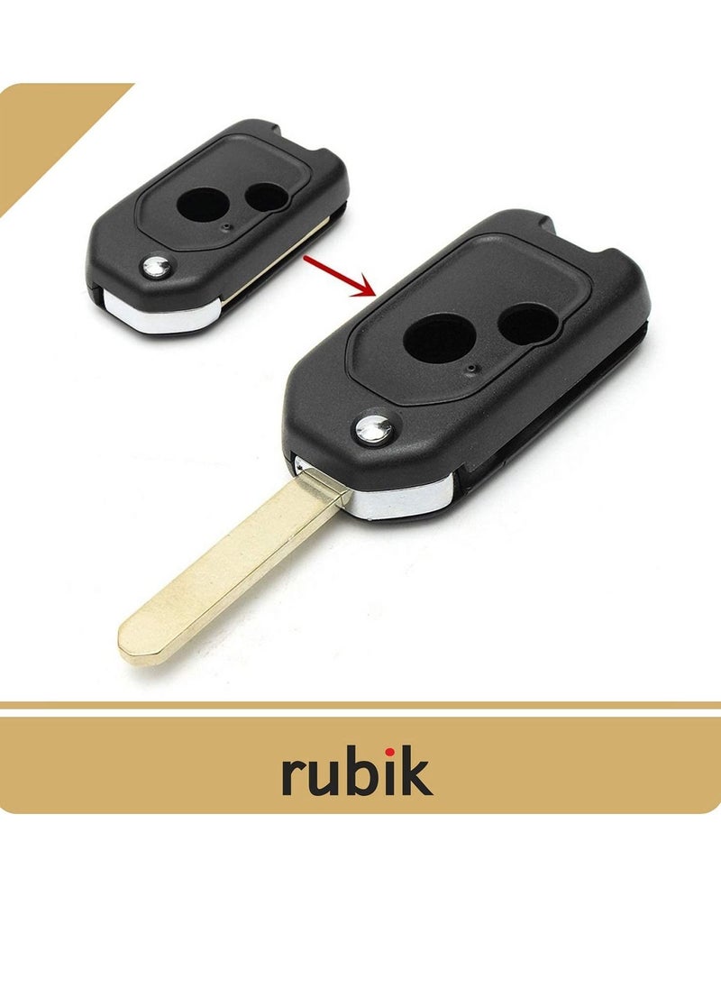 Rubik - 2 Buttons Modified Car Remote Key Case Uncut Flip Key Blade Fob Shell Case For Honda Accord Civic CR-V Fit Jazz Insight Odyssey Pilot - Image 1