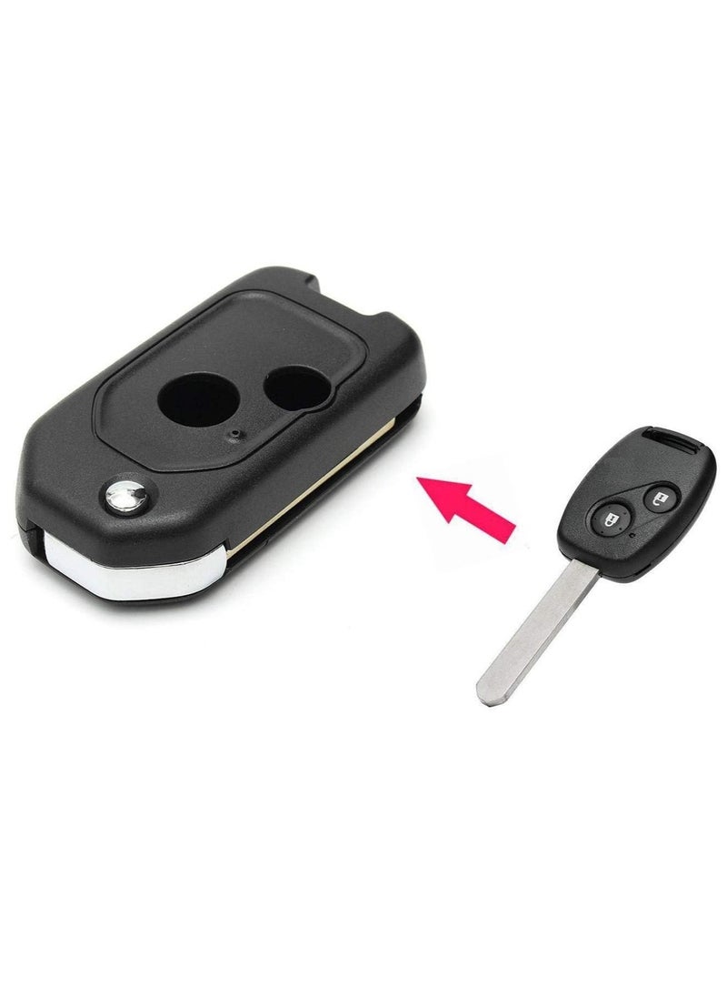 Rubik - 2 Buttons Modified Car Remote Key Case Uncut Flip Key Blade Fob Shell Case For Honda Accord Civic CR-V Fit Jazz Insight Odyssey Pilot - Image 1