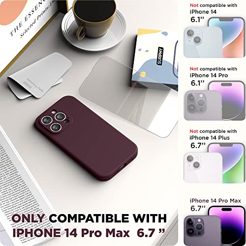 SURPHY Designed for iPhone 14 Pro Max Case with Screen Protector with Camera Protection Soft Microfiber Lining Liquid Silicone Phone Case Plum - Image 3