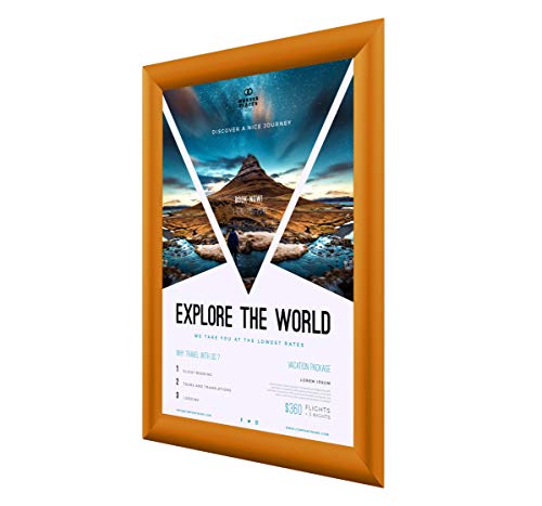 BNV Group BNV Aluminum Front Load Snap Poster/Picture Frame, Orange, 11x14 Inches, 1'' Profile, Wall Mounting, Portrait and Landscape Mode, Easy Installation, Anti-Glare, PVC Cover, Lightweight - Image 2