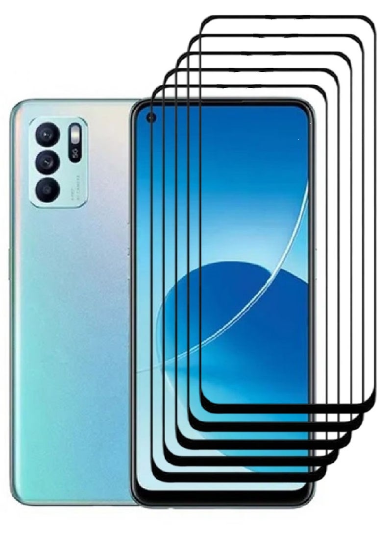 AINA 5 Pieces Tempered Glass Screen Protector 5D Designed For Oppo Reno6 Full Glue Edge to Edge Full Screen Coverage And Bubble Free - Image 1