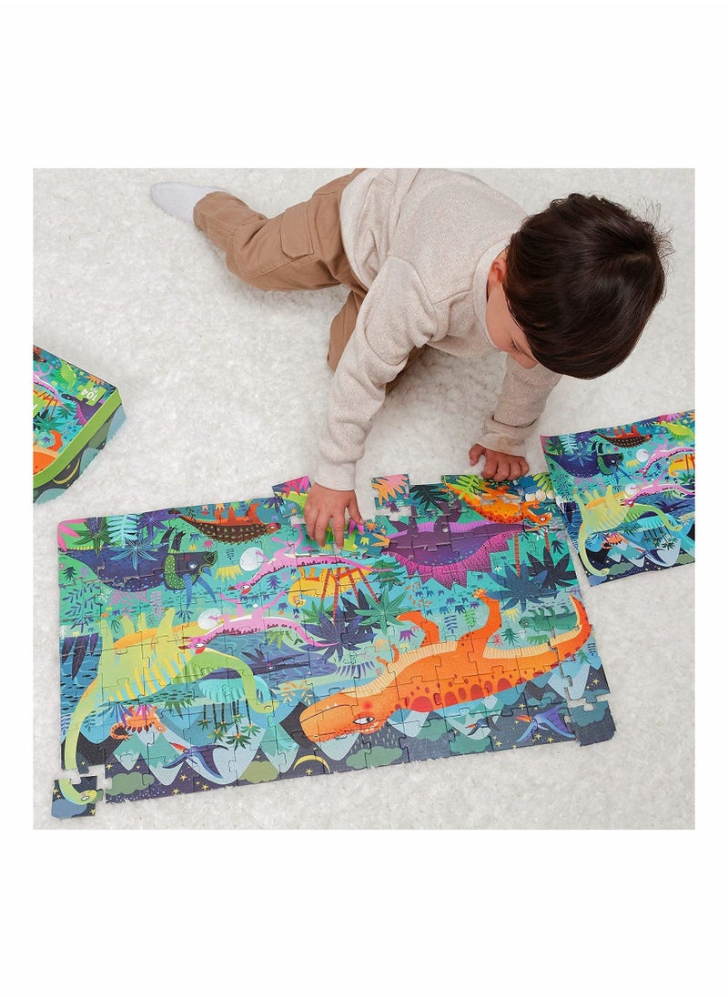 Excefore 27.5" X 15.7" Puzzles for Kids Ages 4-8, Preschool Learning & Education Toys, Jigsaw Puzzles for Kids Ages 6-10, Toddler Puzzles Floor Puzzle Games with Storage Box (Dinosaur Age Puzzle)  - Image 2