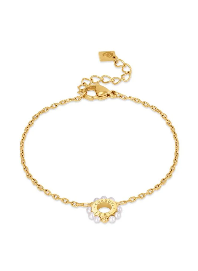 Maddalena Gold Plated Stainless Steel Pearl Chain Bracelet for Women 170mm