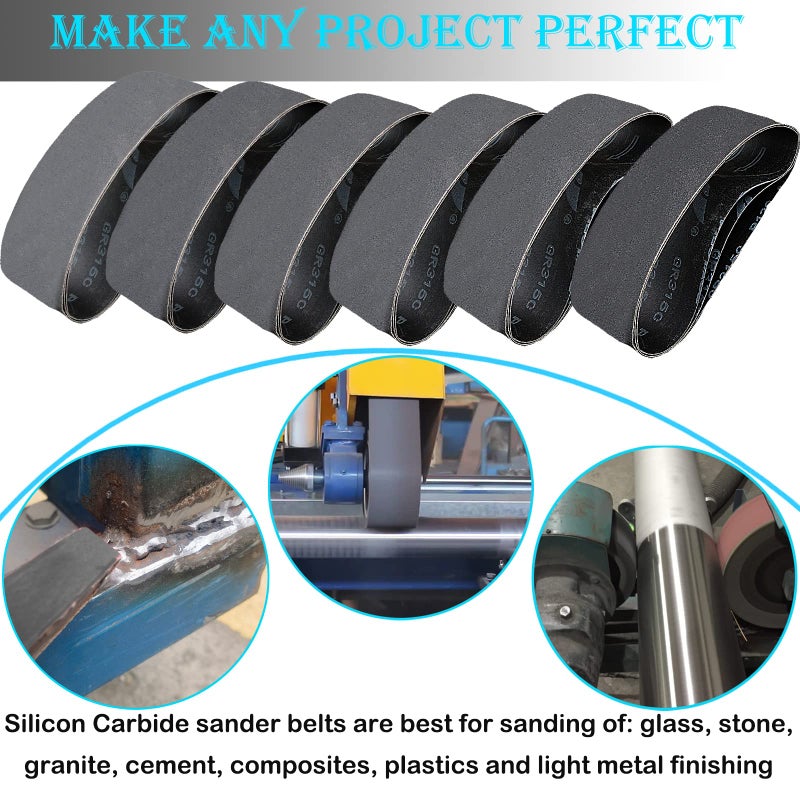 Tonmp 12 PCS 4 x 36 Inch Silicon Carbide Sanding Belts Assortment- 80, 120, 240, 400, 800, 1000 Grits Premium Sander Belts For Knife Sharpening and Metalworking - Image 5