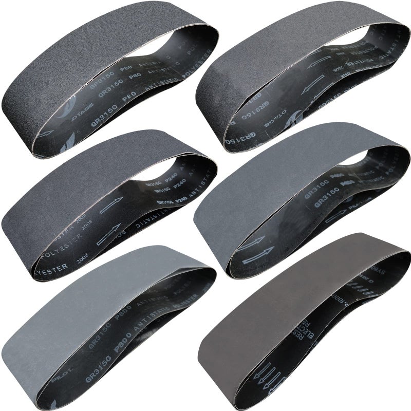 Tonmp 12 PCS 4 x 36 Inch Silicon Carbide Sanding Belts Assortment- 80, 120, 240, 400, 800, 1000 Grits Premium Sander Belts For Knife Sharpening and Metalworking - Image 1