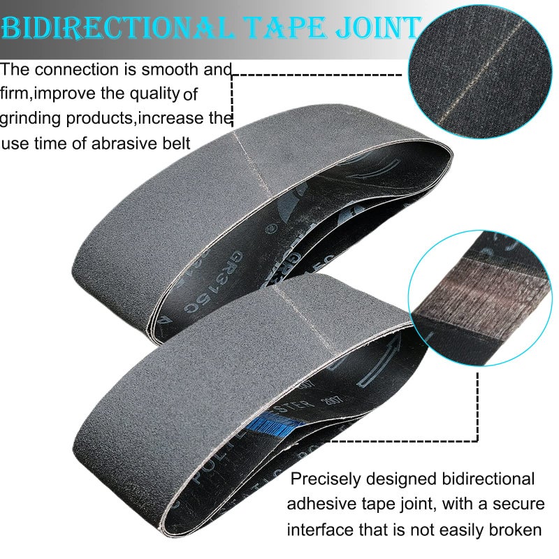 Tonmp 12 PCS 4 x 36 Inch Silicon Carbide Sanding Belts Assortment- 80, 120, 240, 400, 800, 1000 Grits Premium Sander Belts For Knife Sharpening and Metalworking - Image 3