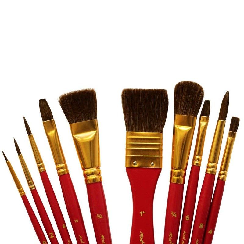 GOODIEBOX GOODIEBOX Mixed Bristle Brush Set in Wallet for Watercolor Painting 11 PCE(Set of 10 Brush + Brush Holder Bag), Maroon  - Image 3