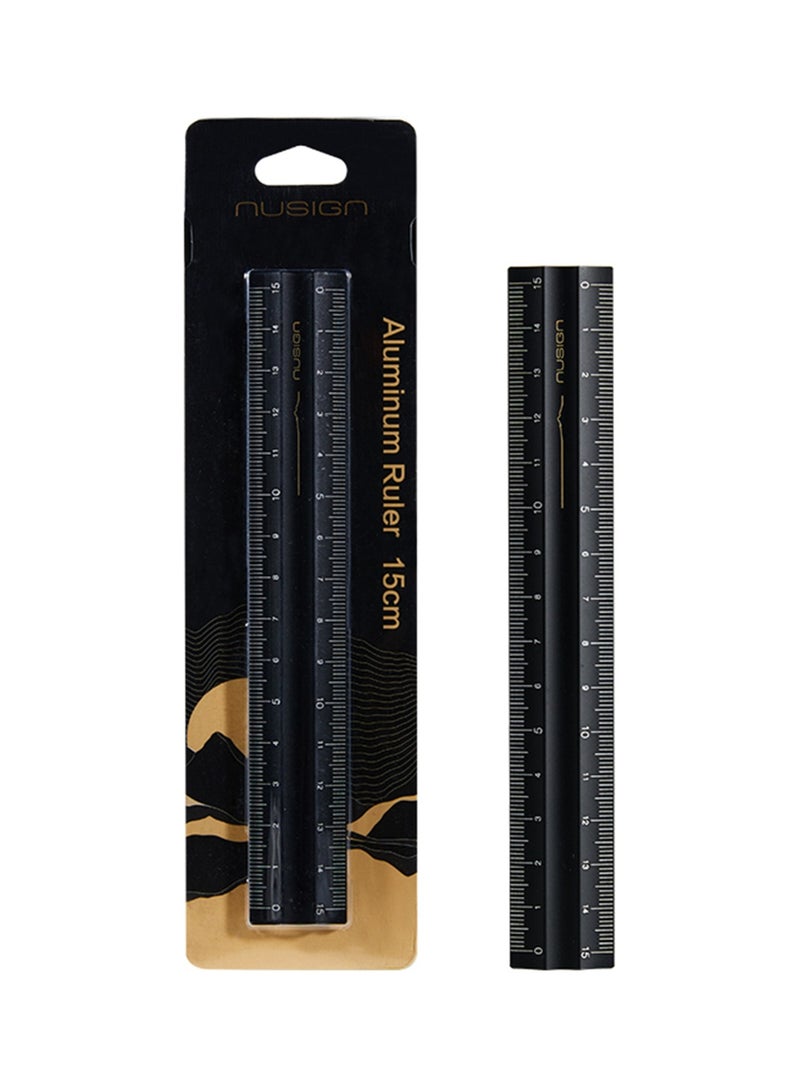 NUSIGN 1-Piece Aluminium Ruler With Dual Markings 15cm Black - Image 1