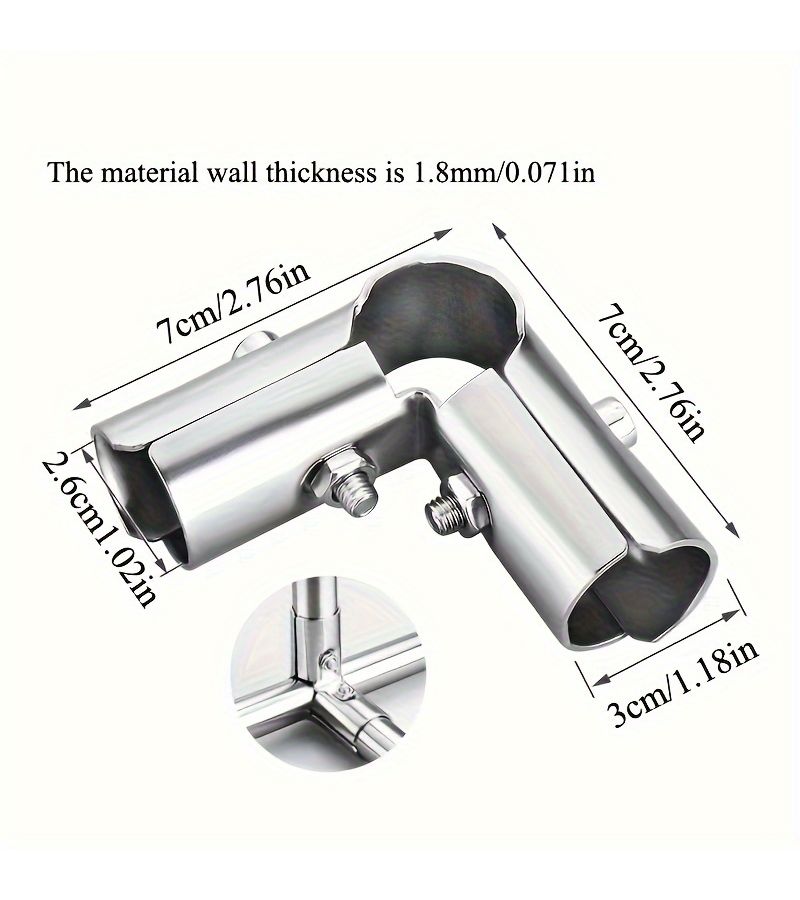 Set Of 2 Stainless Steel Three Way Pipe Connectors For 25mm 3 4 Inch Pipes - Image 2