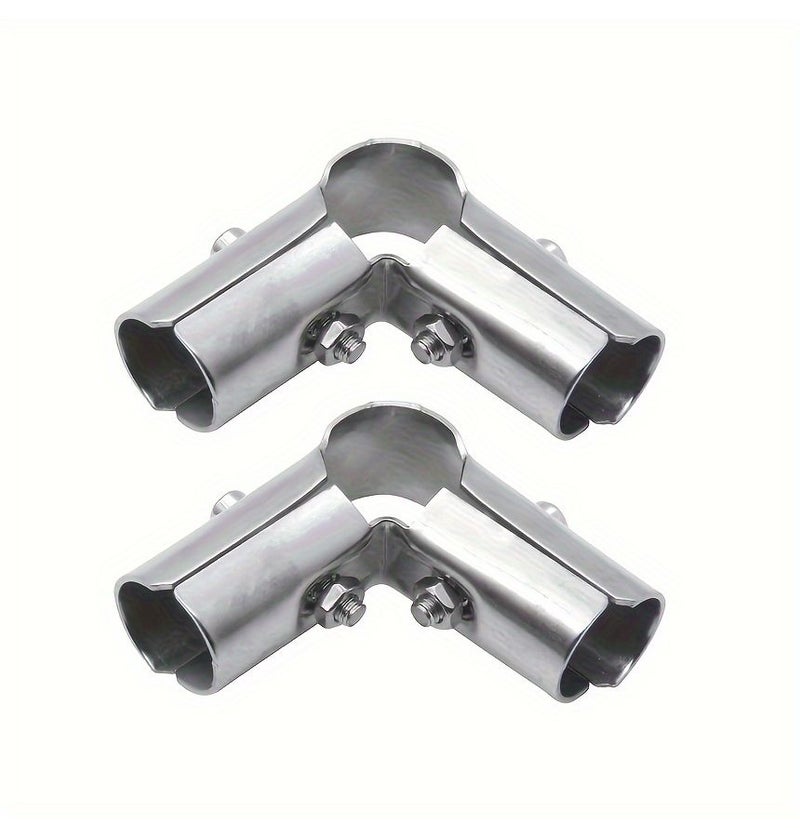 Set Of 2 Stainless Steel Three Way Pipe Connectors For 25mm 3 4 Inch Pipes - Image 1