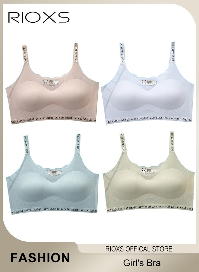RIOXS Teen Girls' Training Bra Seamless Lightweight No Wire Bras Comfort Elastic Wide Shoulder Straps Elastic Soft Bras For Girls  - Image 1