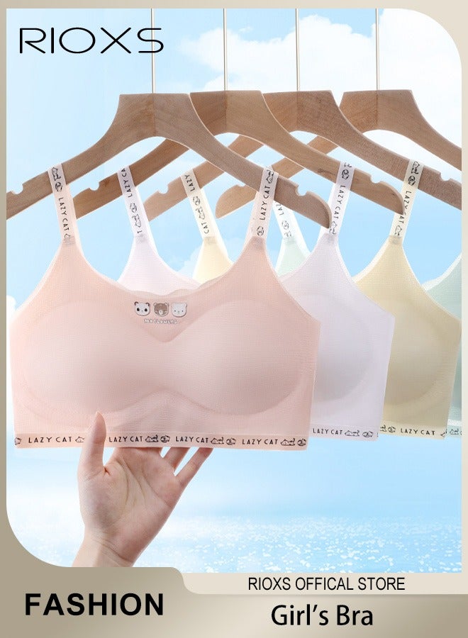 RIOXS Teen Girls' Training Bra Seamless Lightweight No Wire Bras Comfort Elastic Wide Shoulder Straps Elastic Soft Bras For Girls  - Image 2